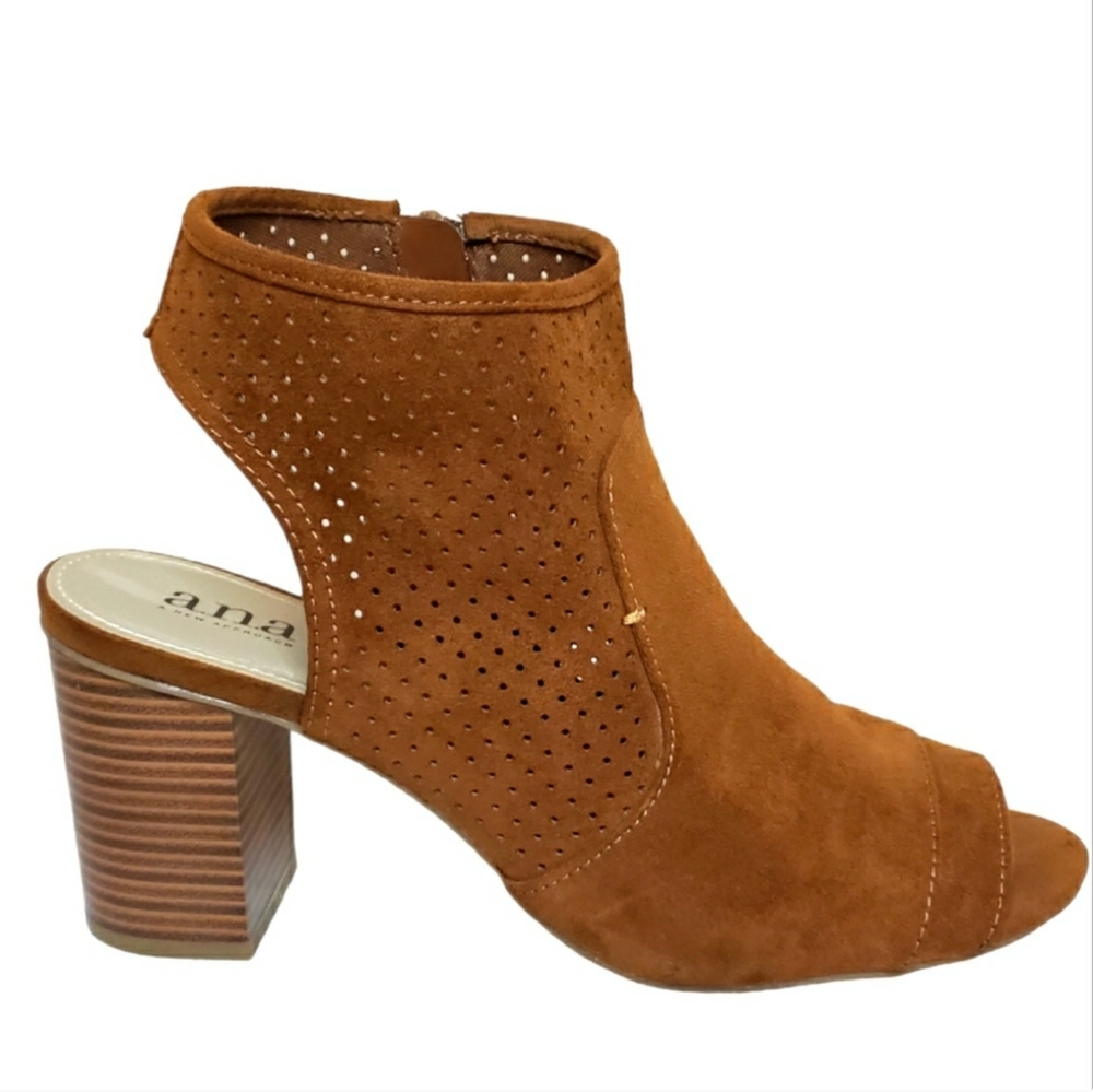 A.N.A Tasha Whiskey Zip Peep-toe Block Heel Booties